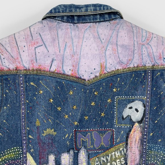 Vintage Hand-Painted Denim Vest - Picture 3 of 8